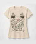 YELSOO women's Still Waters Shelter Life Axolotl Graphic Tee in Sand — main product view