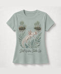 YELSOO women's Still Waters Shelter Life Axolotl Graphic Tee in Soft Teal — main product view