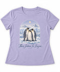 YELSOO women's Their Future is Frozen Emperor Penguin Graphic Tee in Glacier Lilac — main product view