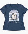 YELSOO women's Their Future is Frozen Emperor Penguin Graphic Tee in Midnight Blue — main product view