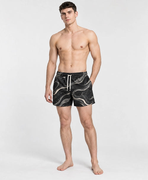 YELSOO men's Black Sand Current Mesh Shorts — front model view