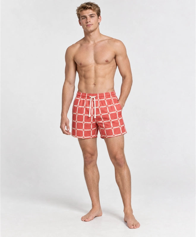 YELSOO men's Coral Lattice Mesh Shorts — front model view