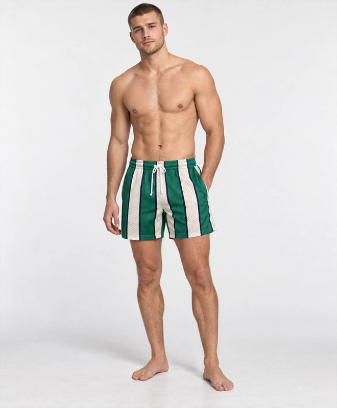YELSOO men's Emerald Regatta Mesh Shorts — front model view