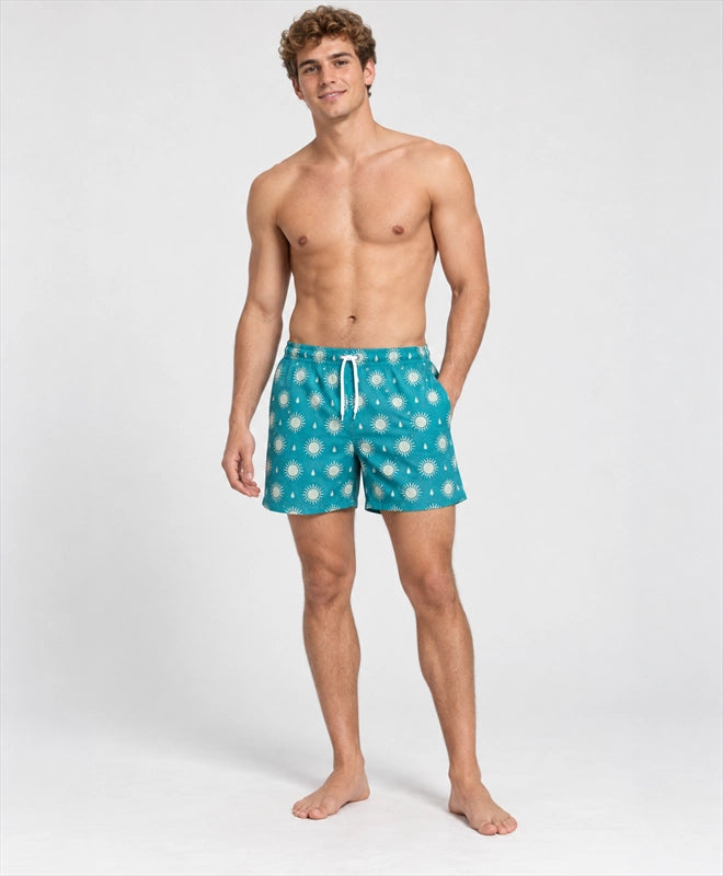 YELSOO men's Lagoon Sunburst Mesh Shorts — front model view