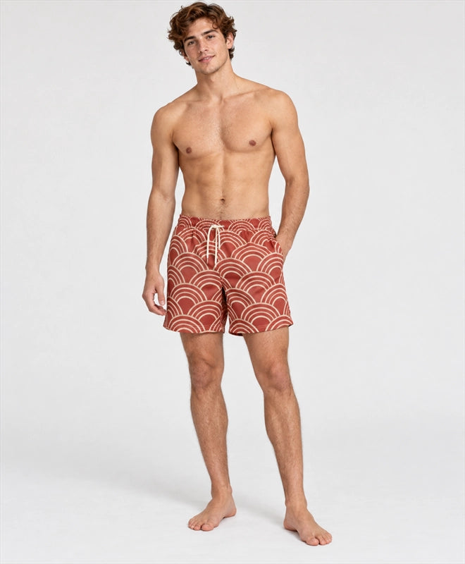 YELSOO men's Terracotta Tide Arches Mesh Shorts — front model view
