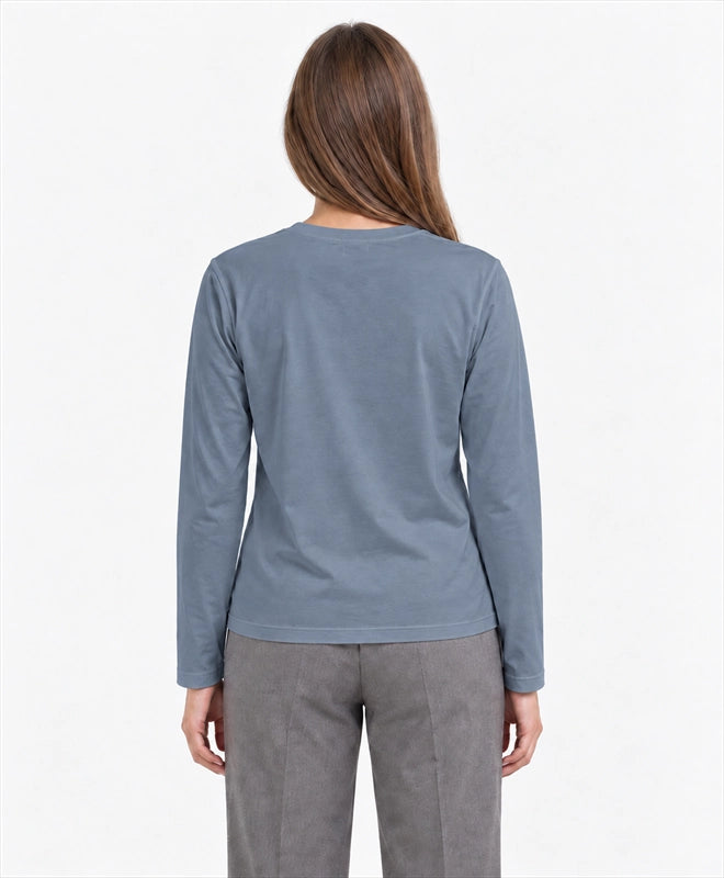 YELSOO men's Cool Peaks Hold Life Alpine Pika Long Sleeve Fishing Shirt in Slate Blue — back model view