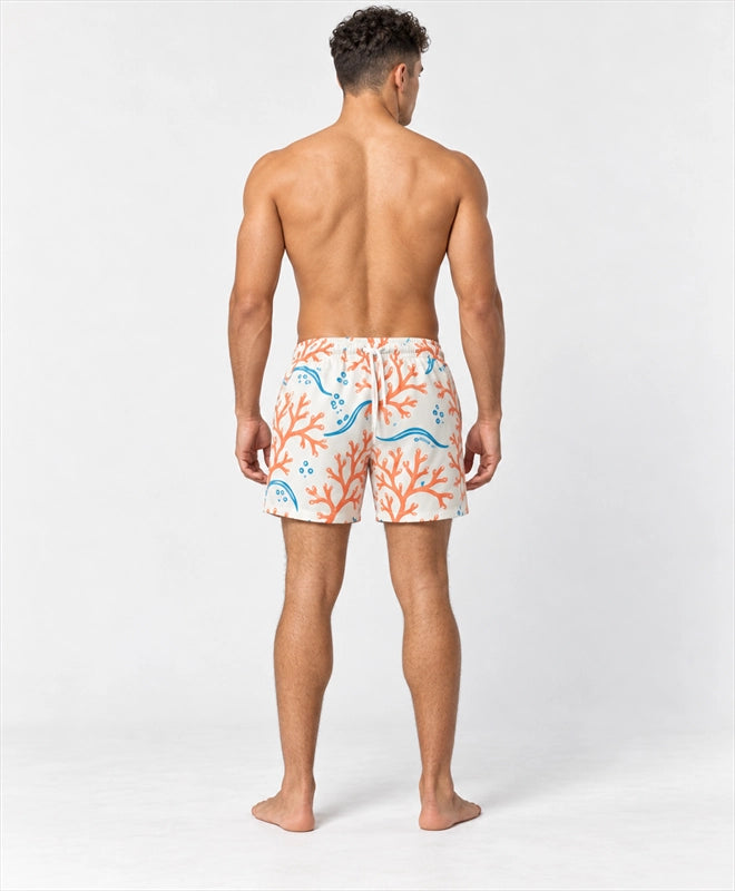YELSOO men's Coral Reef Lines Mesh Shorts — back model view