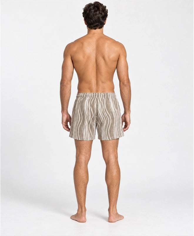 YELSOO men's Driftwood Stripes Mesh Shorts — back model view