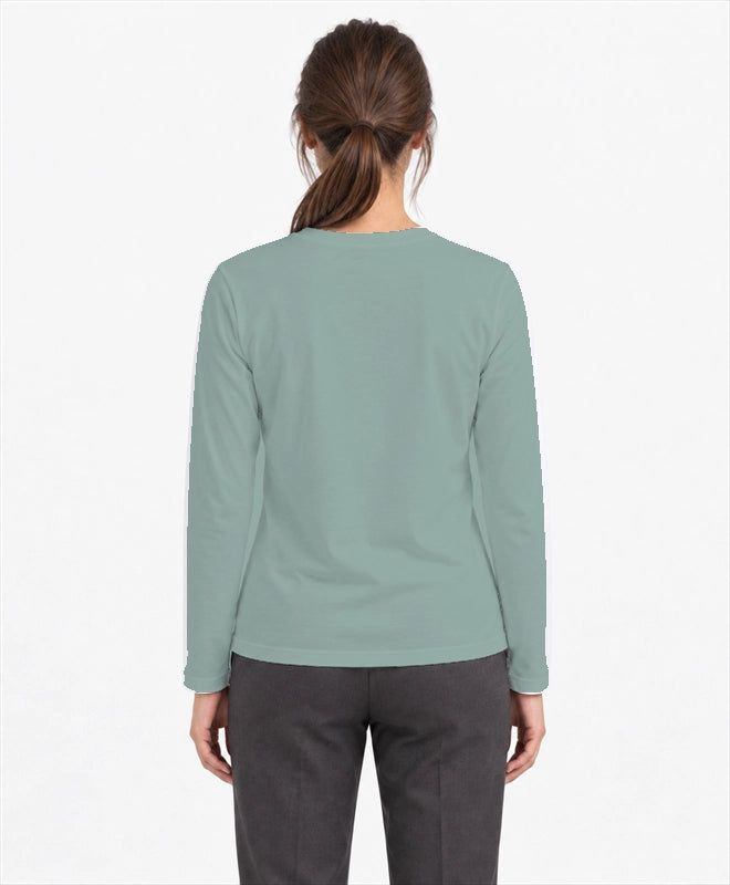 YELSOO men's Let Kelp Rise Again Kelp Forest Long Sleeve Fishing Shirt in Soft Teal — back model view