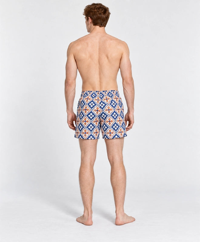YELSOO men's Mediterranean Mosaic Mesh Shorts — back model view
