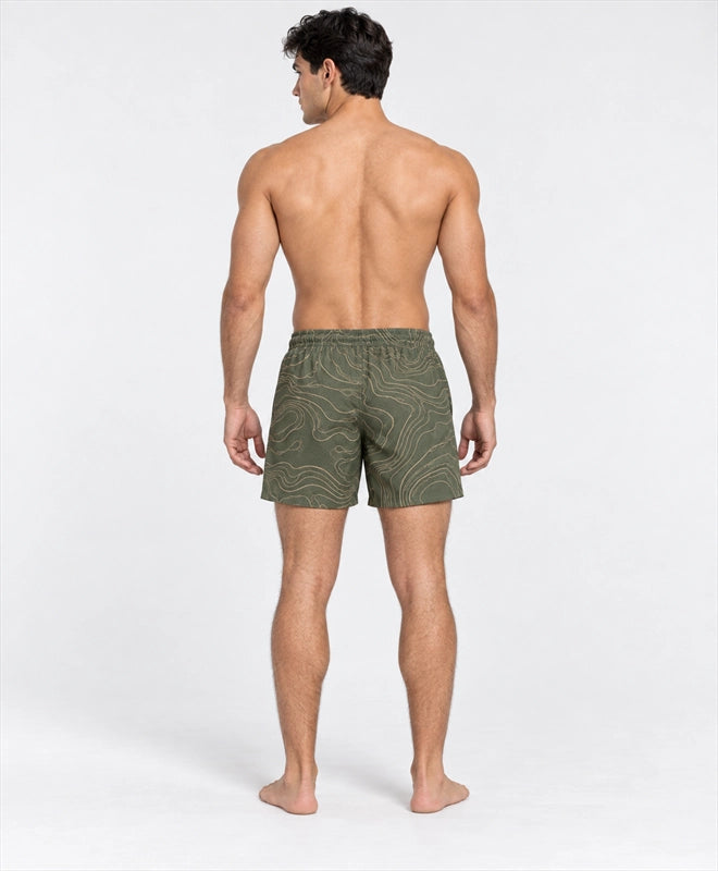 YELSOO men's Olive Sand Ridges Mesh Shorts — back model view