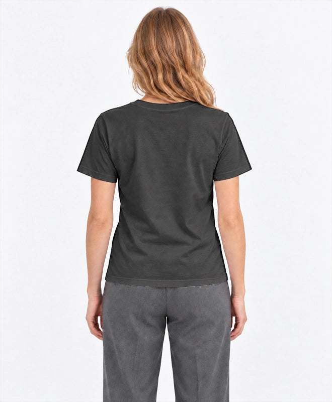 YELSOO men's Roots Restore the Ground Graphic Tee in Charcoal Gray — back model view