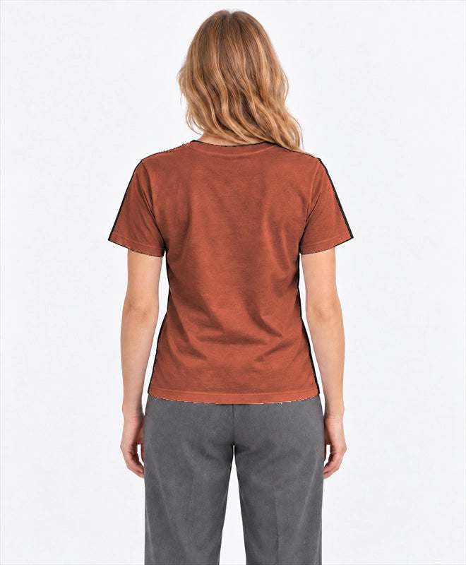 YELSOO men's Roots Restore the Ground Graphic Tee in Terracotta — back model view