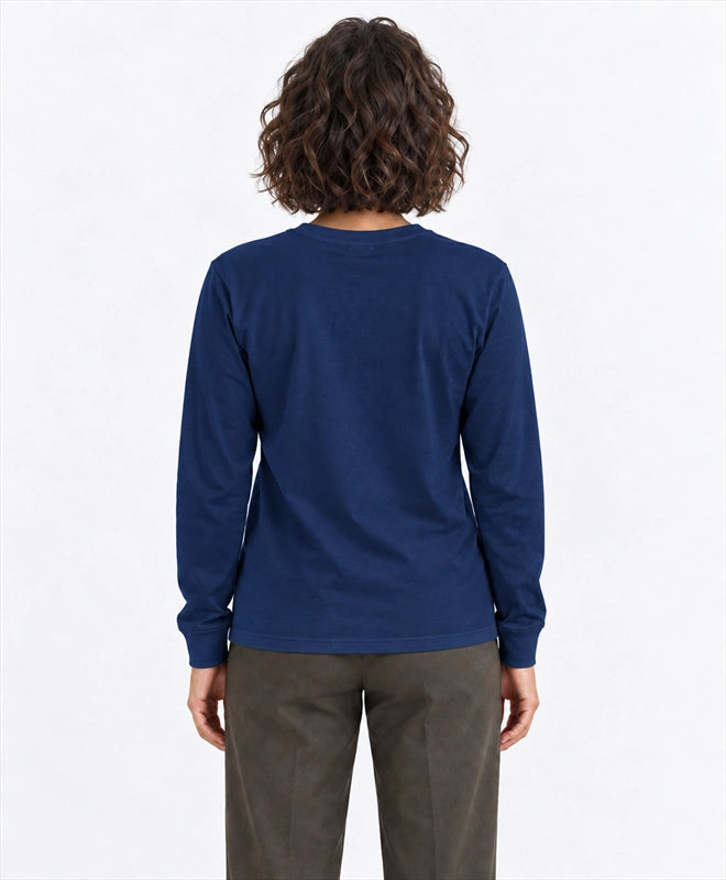 YELSOO men's Seasons Guide Wings Monarch Butterfly Long Sleeve Fishing Shirt in Navy — back model view