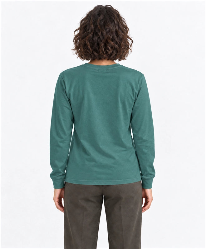 YELSOO men's Seasons Guide Wings Monarch Butterfly Long Sleeve Fishing Shirt in Soft Teal — back model view