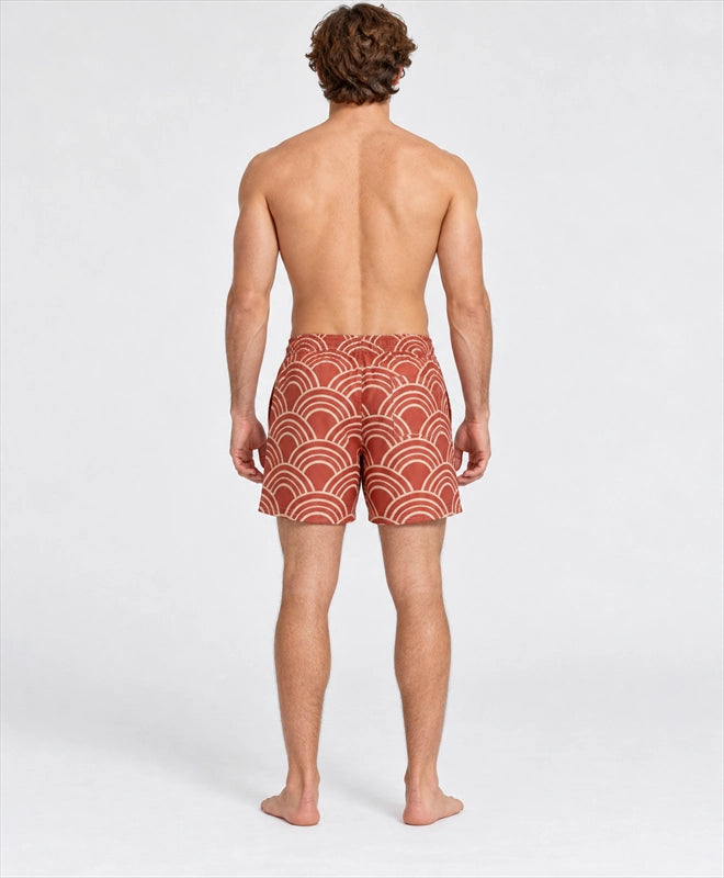 YELSOO men's Terracotta Tide Arches Mesh Shorts — back model view