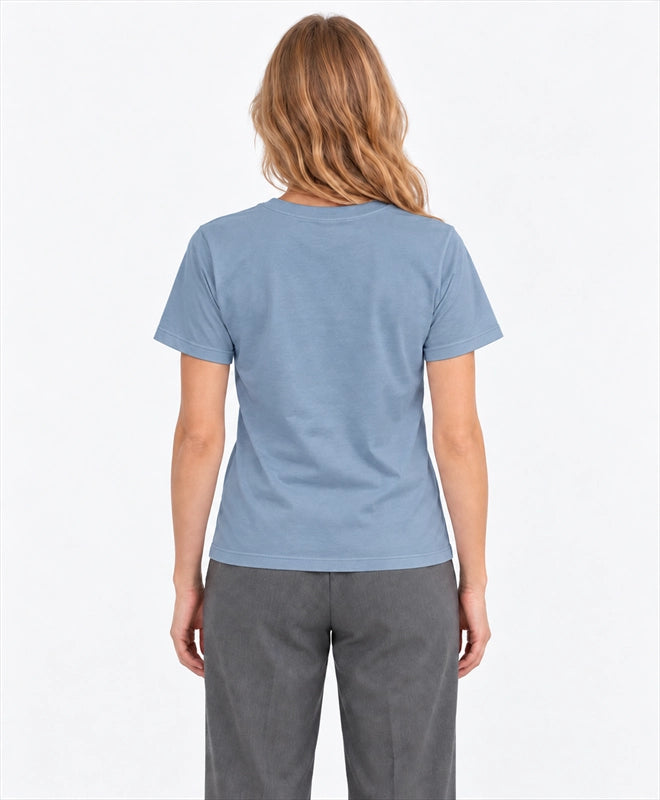 YELSOO men's Wetlands Carry Life Red-Crowned Crane Graphic Tee in Slate Blue — back model view