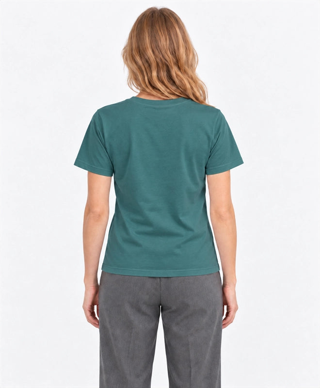 YELSOO men's Wetlands Carry Life Red-Crowned Crane Graphic Tee in Soft Teal — back model view