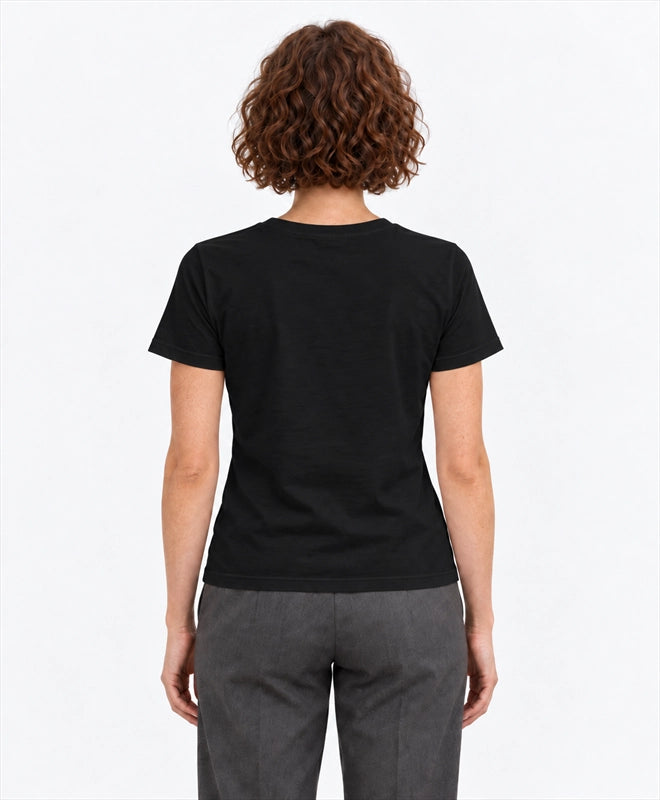 YELSOO women's Armor Belongs in Nature Pangolin Graphic Tee in Black — back model view