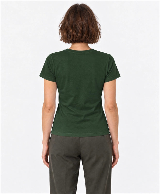 YELSOO women's Bamboo Belongs Here Red Panda Graphic Tee in Forest Green — back model view