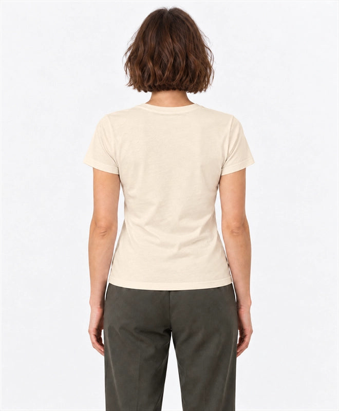 YELSOO women's Bamboo Belongs Here Red Panda Graphic Tee in Sand — back model view