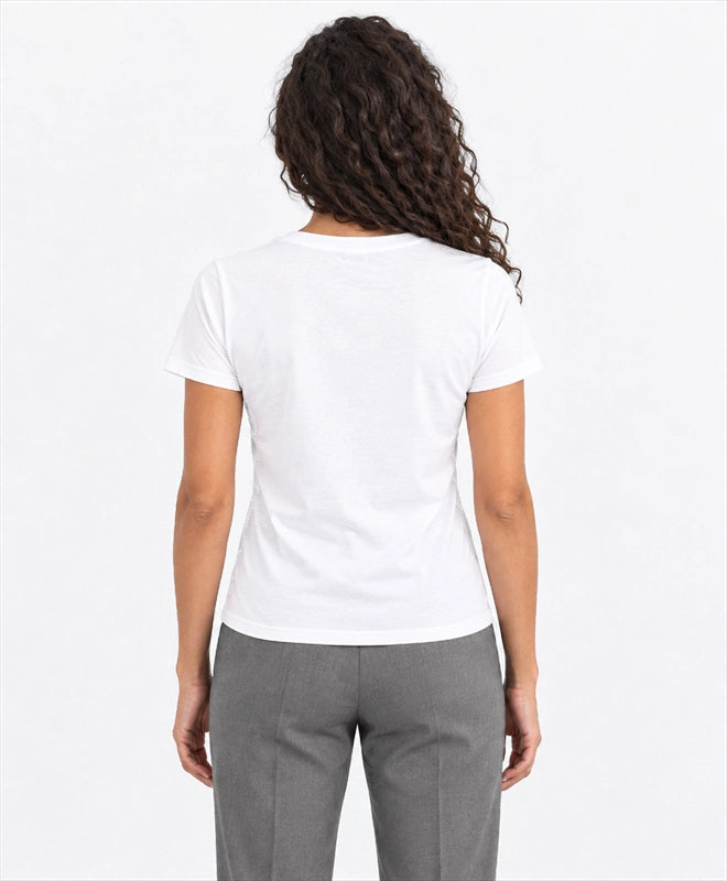 YELSOO women's Deserts Need Balance Saguaro Cactus Graphic Tee in Charcoal Gray — back model view
