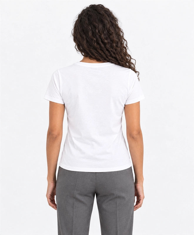 YELSOO women's Deserts Need Balance Saguaro Cactus Graphic Tee in White — back model view