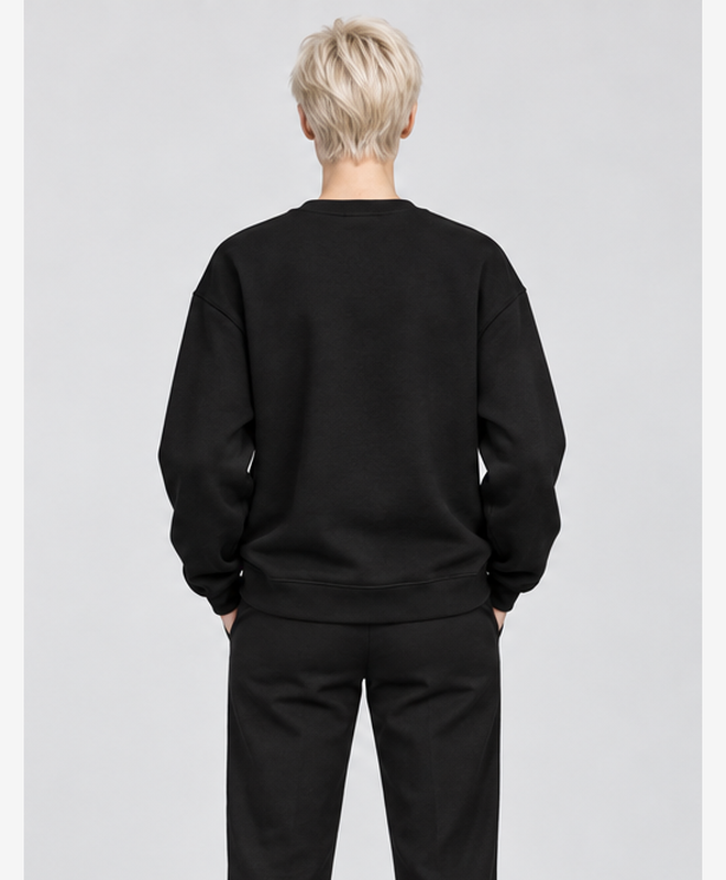 Ice Still Sings Crewneck Sweatshirt — women's model, back view
