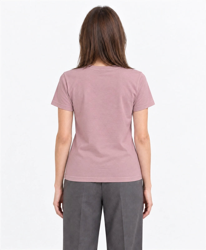 YELSOO women's Keep the Wild Free Snow Leopard Graphic Tee in Dusty Pink — back model view