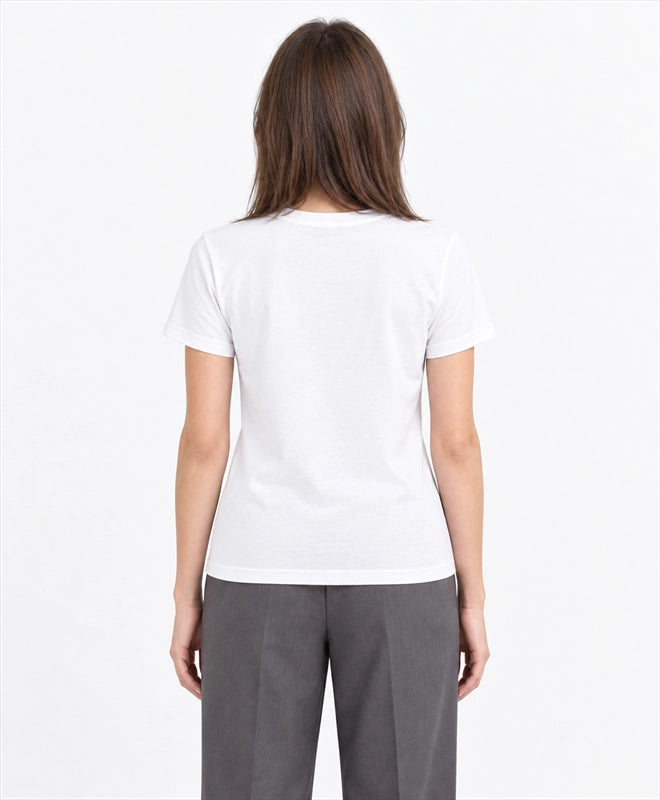 YELSOO women's Keep the Wild Free Snow Leopard Graphic Tee in White — back model view