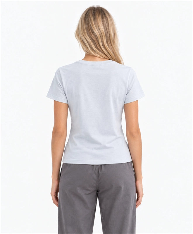 YELSOO women's Keep Their Home Cold Polar Bear Graphic Tee in Silver Gray — back model view