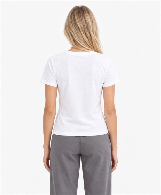 YELSOO women's Keep Their Home Cold Polar Bear Graphic Tee in White — back model view
