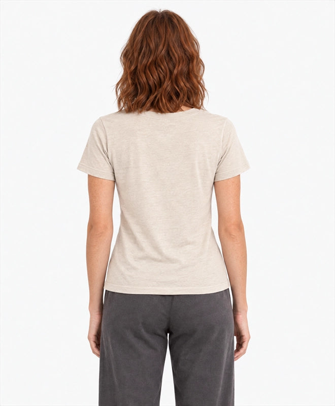 YELSOO women's Keep Them Wild Fox Graphic Tee in Oatmeal — back model view