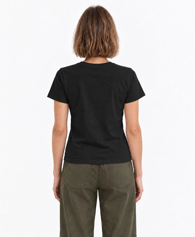 YELSOO women's Let Earth Breathe Forest Graphic Tee in Black — back model view