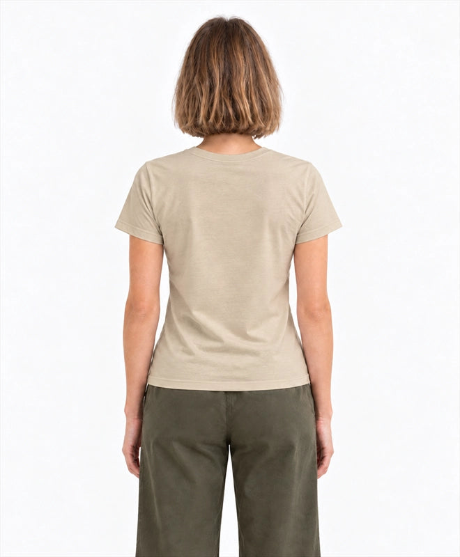 YELSOO women's Let Earth Breathe Forest Graphic Tee in Sand — back model view