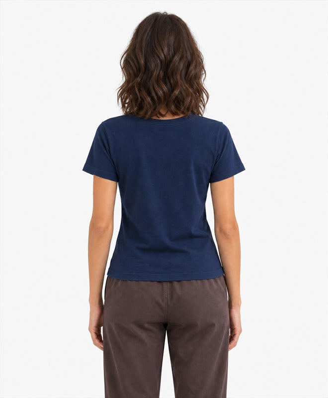 YELSOO women's Let Them Thrive Sea Turtle Graphic Tee in Navy — back model view