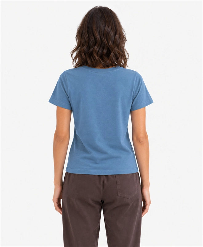YELSOO women's Let Them Thrive Sea Turtle Graphic Tee in Ocean Blue — back model view
