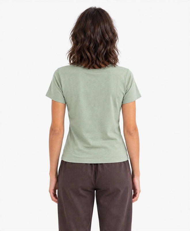 YELSOO women's Let Them Thrive Sea Turtle Graphic Tee in Sage Green — back model view