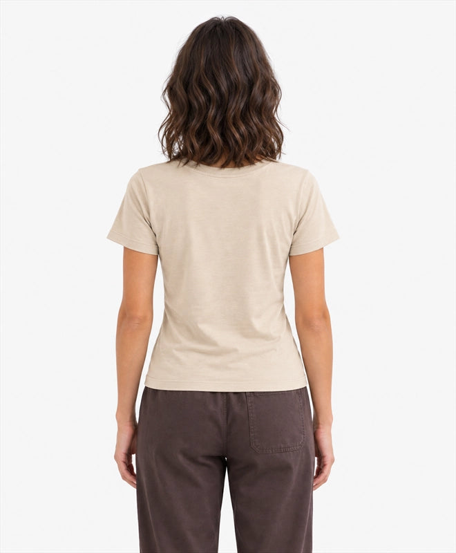 YELSOO women's Let Them Thrive Sea Turtle Graphic Tee in Sand — back model view
