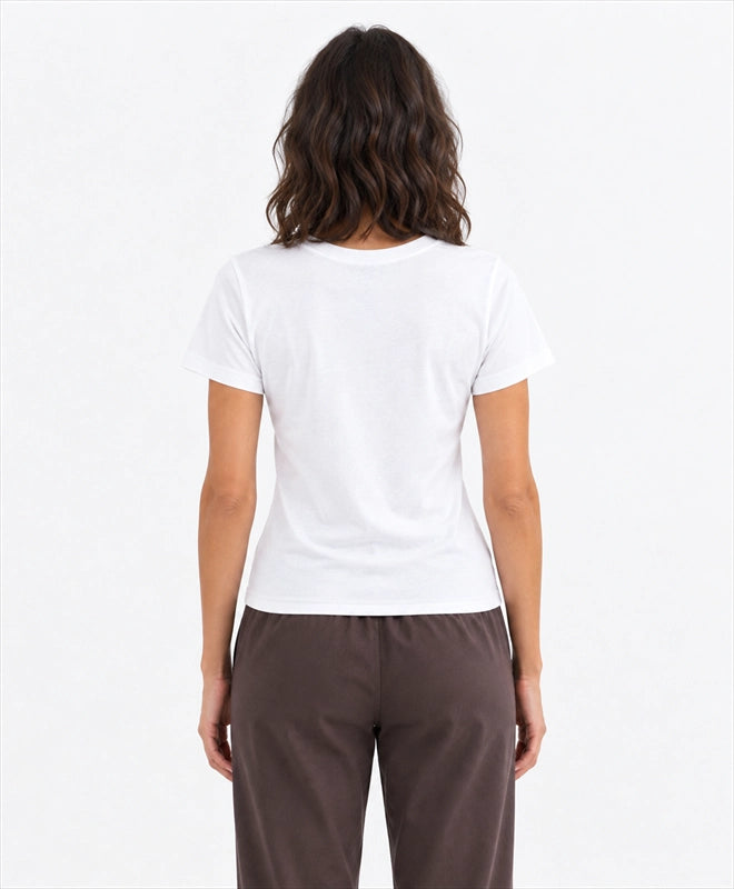 YELSOO women's Let Them Thrive Sea Turtle Graphic Tee in White — back model view