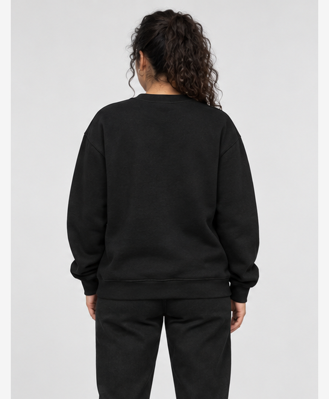 Life Links Below Crewneck Sweatshirt — women's model, back view
