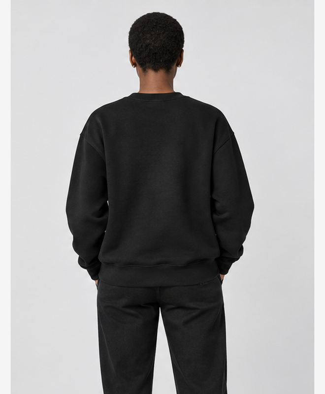 Night Gardens Glow Crewneck Sweatshirt — women's model, back view
