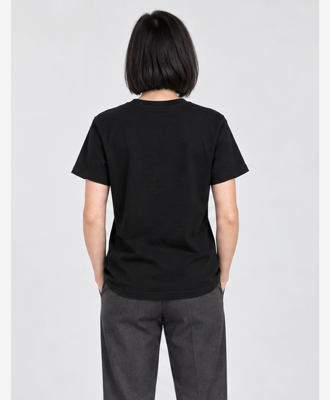Oceans Keep Moving Graphic Tee — women's model, back view