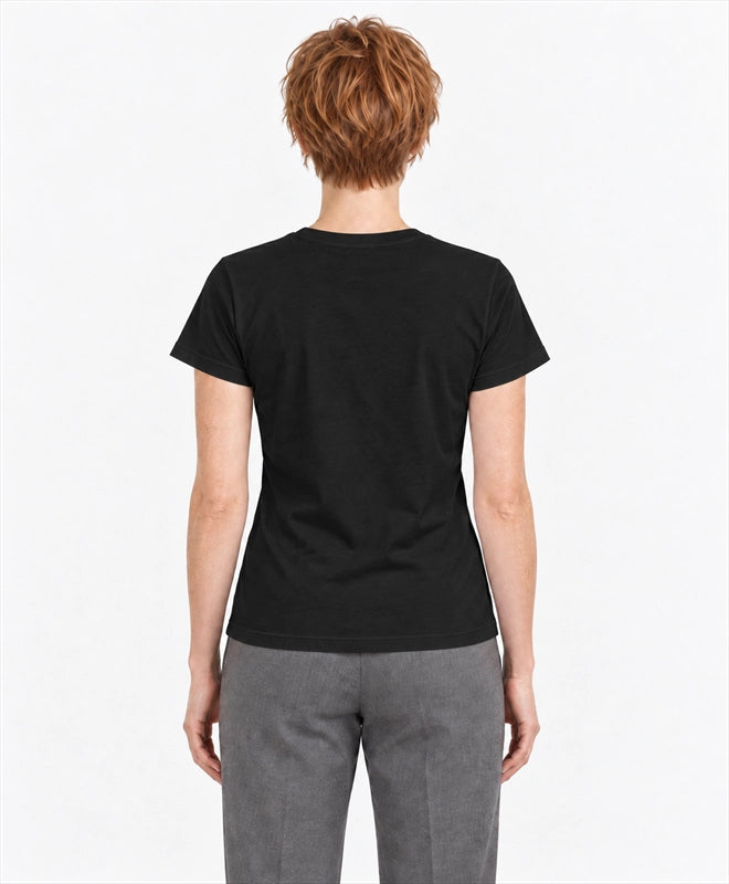 YELSOO women's Peatlands Hold Tomorrow Graphic Tee in Black — back model view