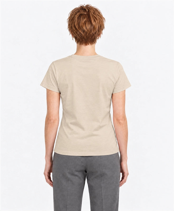 YELSOO women's Peatlands Hold Tomorrow Graphic Tee in Sand — back model view