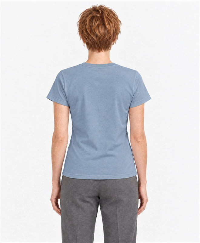 YELSOO women's Peatlands Hold Tomorrow Graphic Tee in Slate Blue — back model view