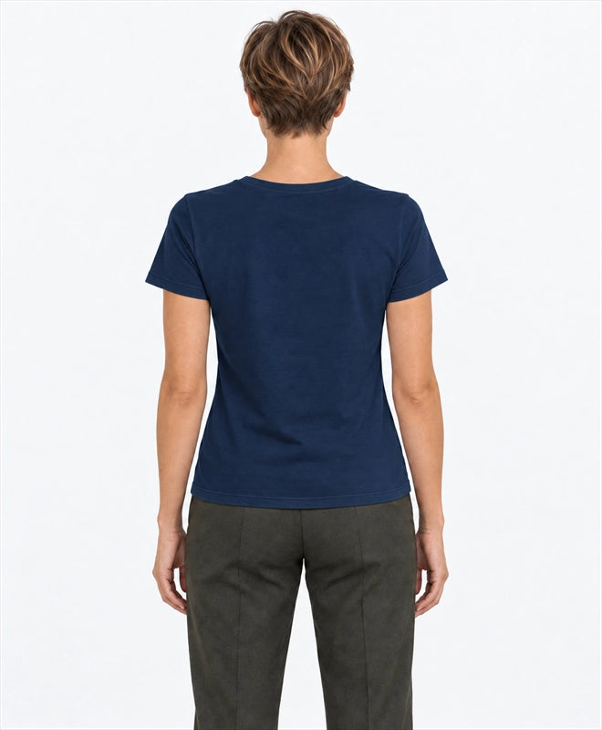 YELSOO women's Reefs Filter Tomorrow Oyster Reef Graphic Tee in Navy — back model view