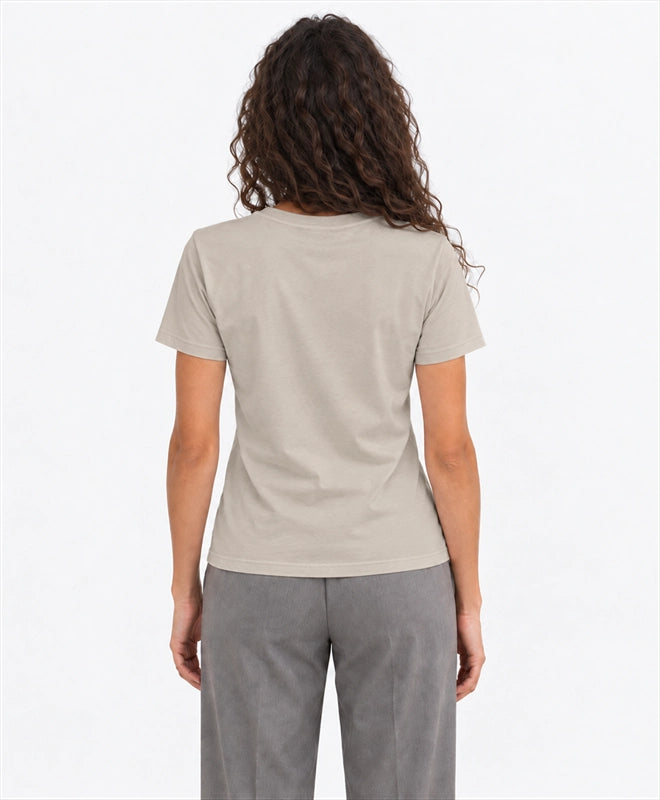 YELSOO women's Roots Hold the Future Mangrove Graphic Tee in Light Sand Gray — back model view
