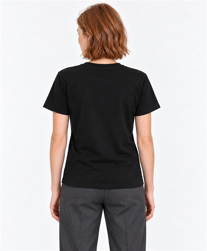 Wild Roots Rise Graphic Tee — women's model, back view