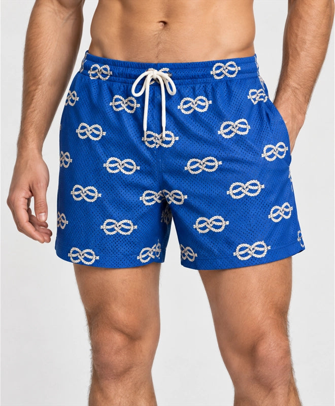 YELSOO men's Capri Knots Mesh Shorts — front close-up
